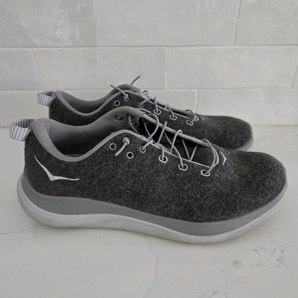 Hoka Shoes - Hoka Hupana Flow Wool Athletic Casual Sneakers Walking Shoes Gray Speed Laces